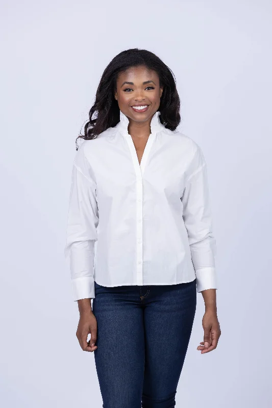 Sundays Weber Shirt in White-- Knit Fabric Woven Fabric Fleece Fabric