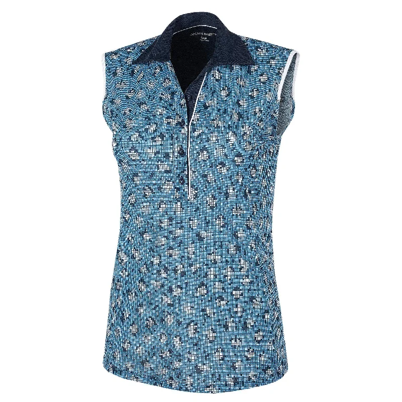 Mila - Breathable sleeveless golf shirt-- Asymmetrical Pockets Print