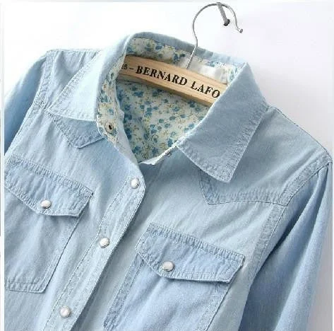 Women Blouse Casual Shirts Long Sleeve Denim Cotton Jeans Shirt Casual Women Shirt B-2026-- Elegant Classic Vintage Women Blouse Casual Shirts Long Sleeve Denim Cotton Jeans Shirt Casual Women Shirt B-2026-- Elegant Classic Vintage