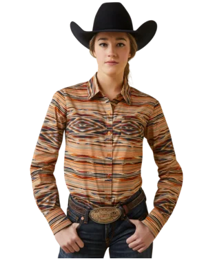 Ladies Ariat Wrinkle Resistant Sunset Saltillo Long Sleeve Shirt - 10046704-- Cozy Warm Stylish Ladies Ariat Wrinkle Resistant Sunset Saltillo Long Sleeve Shirt - 10046704-- Cozy Warm Stylish