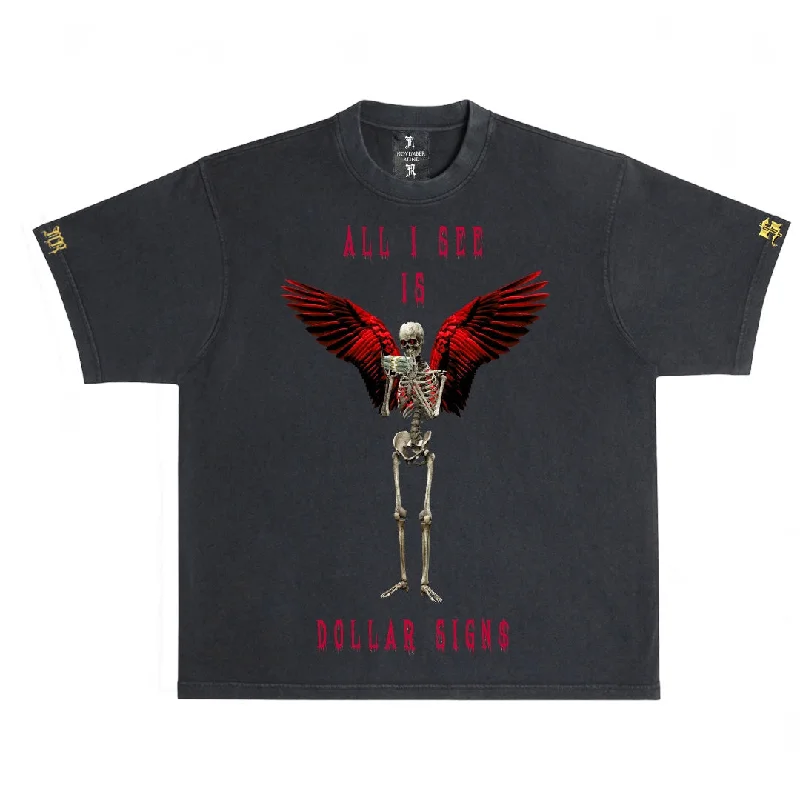 November reine (Black/red “Dollar sign t-shirt)-- Spandex Blend Rayon Blend Denim Blend November reine (Black/red “Dollar sign t-shirt)-- Spandex Blend Rayon Blend Denim Blend