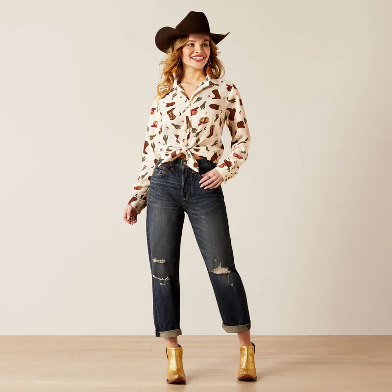 Ladies Ariat Homestyle Shirt - 10052923-- Solid Color Striped Floral