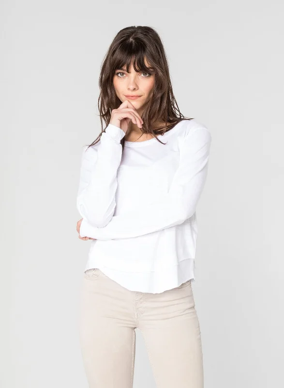 AVA LONG SLEEVE MOCK LAYER T-SHIRT-- Houndstooth Herringbone Solid