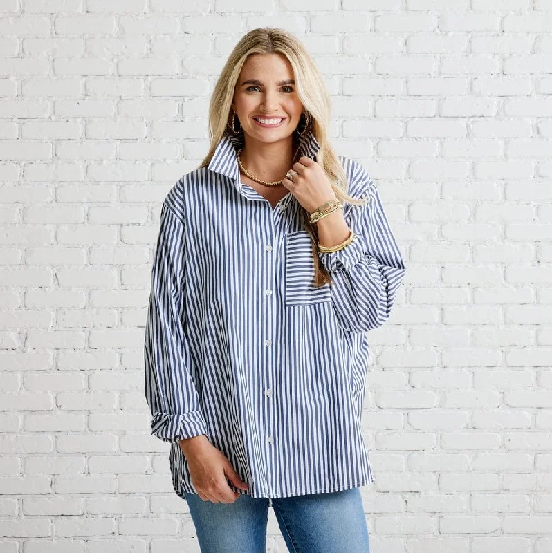 Caryn Lawn Lawn Shirt Navy-- Chenille Brocade Lace