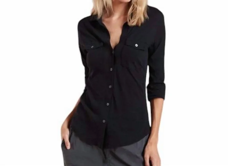 Contrast Panel Shirt In Deep-- Satin Blend Silk Blend Wool Blend