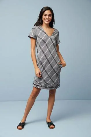 Check Linen Blended T-Shirt Dress Grey-- Faux Fur Fabric Real Fur Fabric Shearling Fabric Check Linen Blended T-Shirt Dress Grey-- Faux Fur Fabric Real Fur Fabric Shearling Fabric