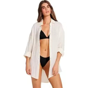 Vitamin A Playa Boyfriend Shirt-- Thin T-Shirt Open Front Quick Dry