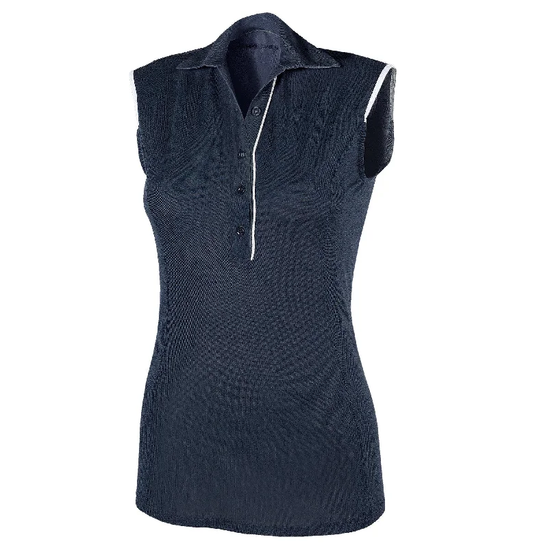 Mila - Breathable sleeveless golf shirt-- Houndstooth Herringbone Solid