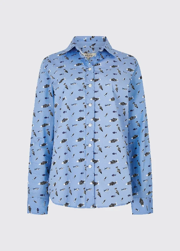 Cherryblossom Printed Shirt - Light Sky-- Print Jacquard Patchwork