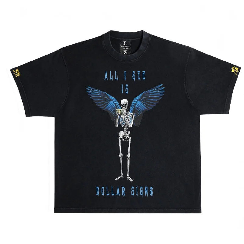 November reine (black/blue “dollar sign t-shirt)-- Real Fur Shearling Chenille