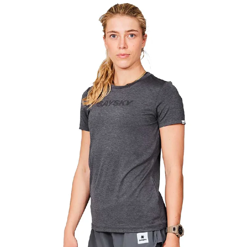 Women's Logo Pace T-Shirt - Grey-- Cotton Fabric Linen Fabric Terry Fabric