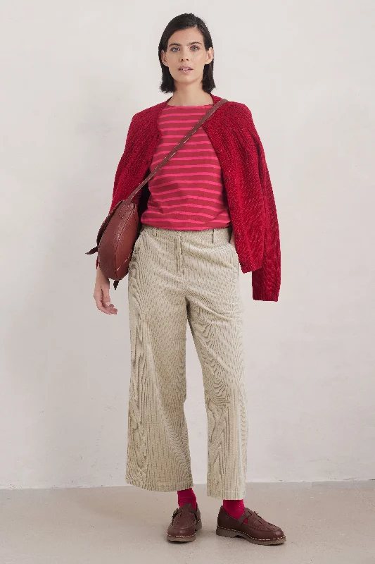 Seasalt Sailor Shirt in Breton Dahlia Coulis-- Mesh Blend Leather Blend Suede Blend
