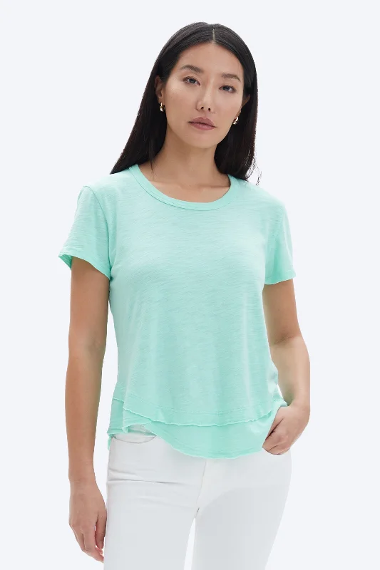 AVA MOCK LAYER T-SHIRT-- Rayon Velvet Corduroy
