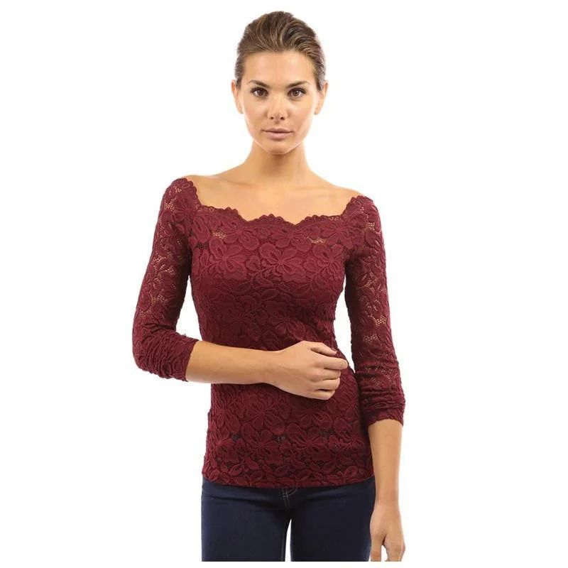 Women Blouses Hollow Out Shoulder Lace Crochet Shirts Long Sleeve Slim Casual Tops Plus Size 4XL TP0006-- Striped Floral Plaid Women Blouses Hollow Out Shoulder Lace Crochet Shirts Long Sleeve Slim Casual Tops Plus Size 4XL TP0006-- Striped Floral Plaid