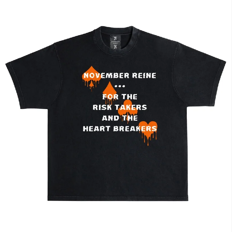 November reine (Black/Orange "Risk Takers" t-shirt)-- Elegant Classic Vintage