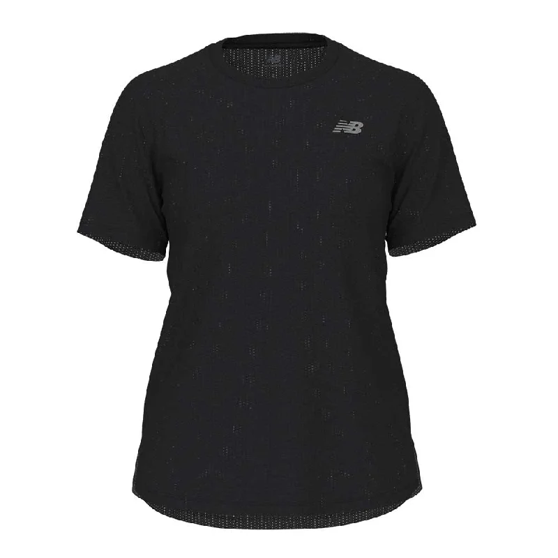 Women's Athletics T-Shirt - Black-- Print Jacquard Patchwork