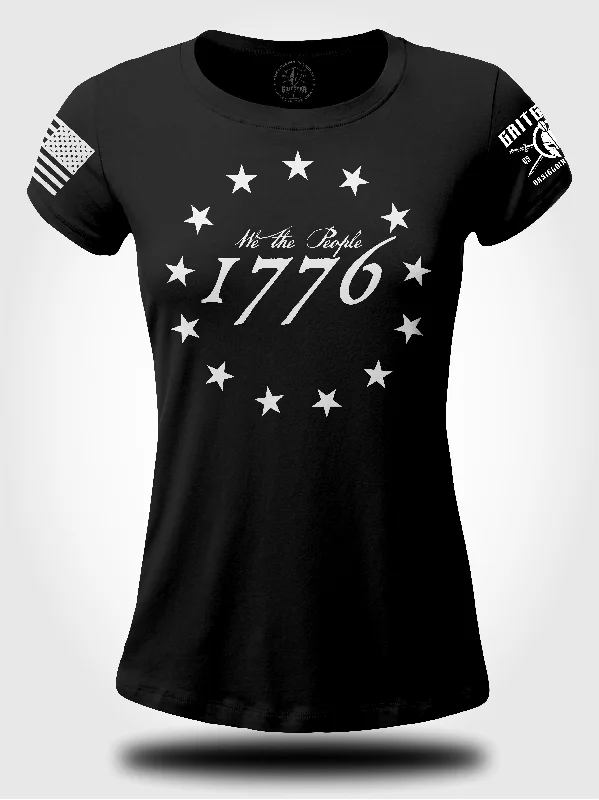 13 Star 1776 Ladies T-shirt-- Graphic T-Shirt Round Neck Polyester