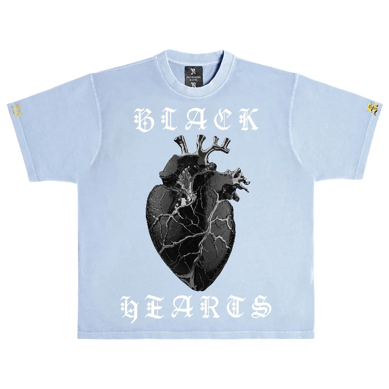 November reine (sky Blue/white  “Black heart t-shirt)-- Chenille Blend Fleece Blend Nylon Blend