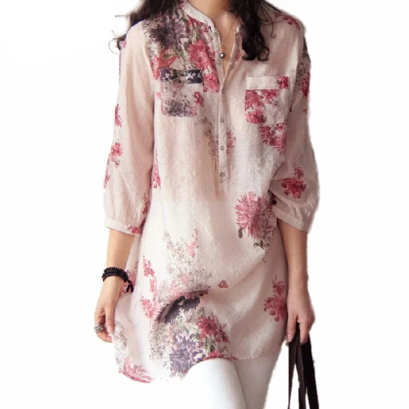 Women Blouses Fashion Linen Blouse Button Casual Floral Print Long Tops Shirts Plus Size M-5XL-- Plaid T-Shirt Polka Dot Checkered Women Blouses Fashion Linen Blouse Button Casual Floral Print Long Tops Shirts Plus Size M-5XL-- Plaid T-Shirt Polka Dot Checkered