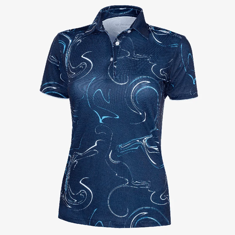 Malena - Breathable short sleeve golf shirt-- Solid Print Embellished