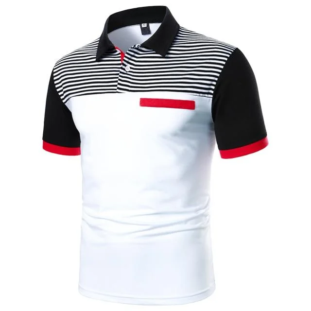 Men Polo Men Shirt Short-- Plaid T-Shirt Polka Dot Checkered