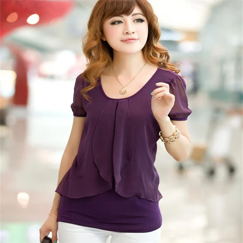 purple short sleeve