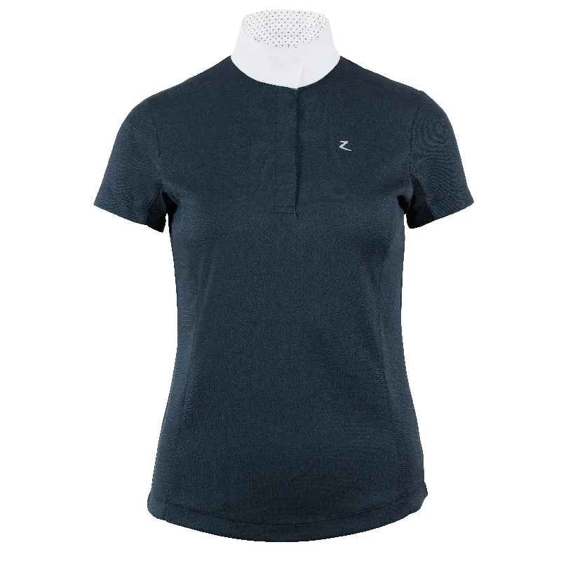 Horze Blaire Short Sleeve Competition Shirt (Navy)-- Anti-Pilling Machine Wash Handmade Horze Blaire Short Sleeve Competition Shirt (Navy)-- Anti-Pilling Machine Wash Handmade