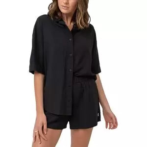 Rhythm Classic Lounge Shirt-- Striped Floral Plaid