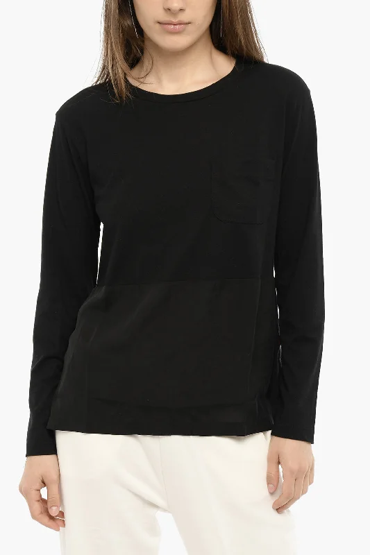 Woolrich Crew-Neck T-shirt with Breast Pocket and Side Split-- Elasticated Padded Insulated Woolrich Crew-Neck T-shirt with Breast Pocket and Side Split-- Elasticated Padded Insulated