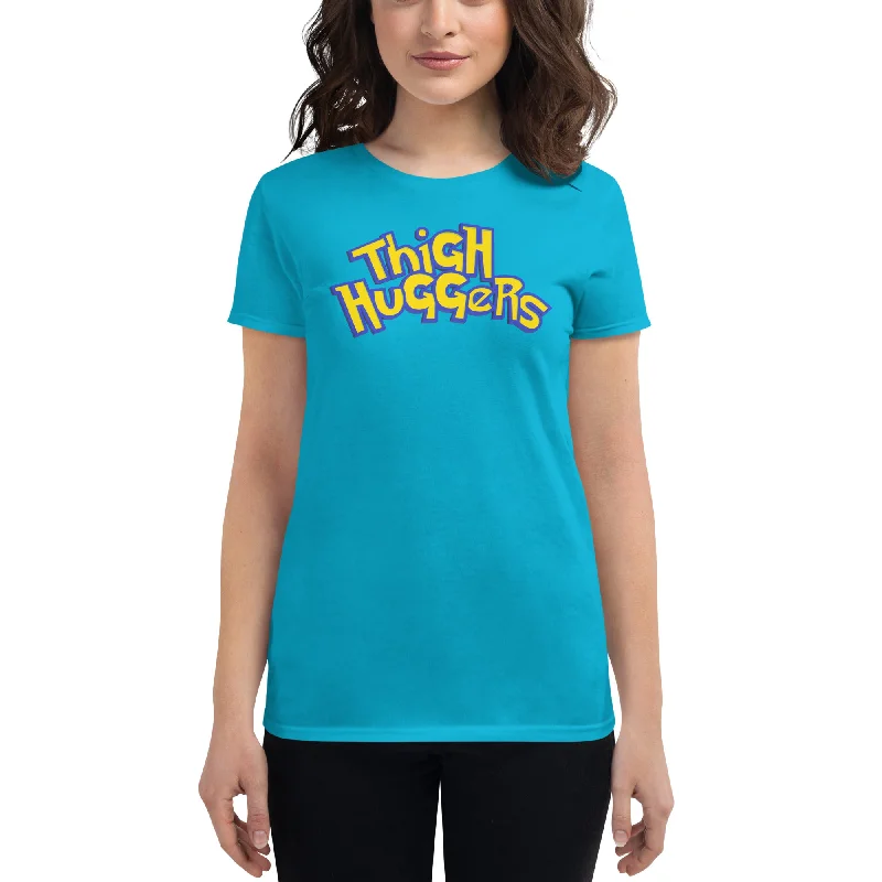 Thigh Huggers Get 'em All Women's T-shirt-- Hooded Caped Shawl Collar