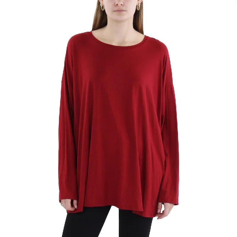Womens Tencel Crewneck T-Shirt-- Zippered Buttoned Snapped