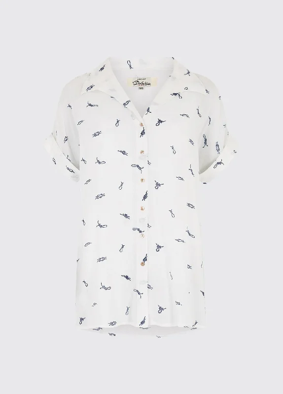 Heron Shirt - White-- Mesh Blend Leather Blend Suede Blend