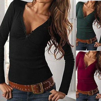 Plus Size Fashion Womens Long Sleeve V Neck Loose Casual Tee Shirt Cotton Vintage Solid Ladies T-Shirts Tops-- Casual Formal Business Plus Size Fashion Womens Long Sleeve V Neck Loose Casual Tee Shirt Cotton Vintage Solid Ladies T-Shirts Tops-- Casual Formal Business