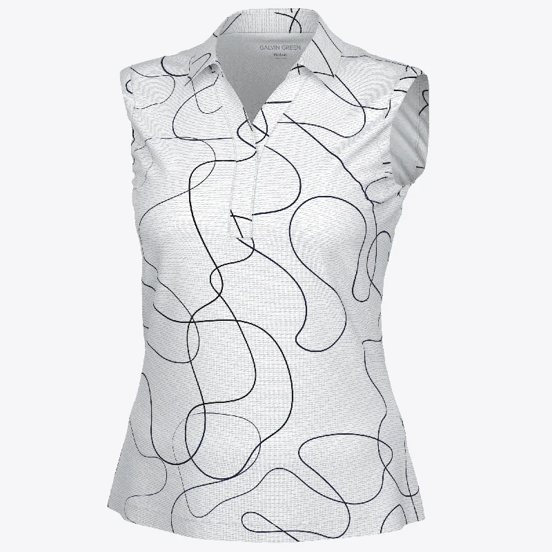 Margie - BREATHABLE SLEEVELESS GOLF SHIRT-- Polka Dot Checkered Tartan