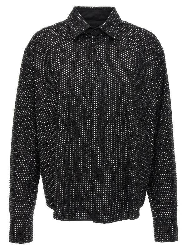 Rhinestone Shirt-- Hooded Caped Shawl Collar