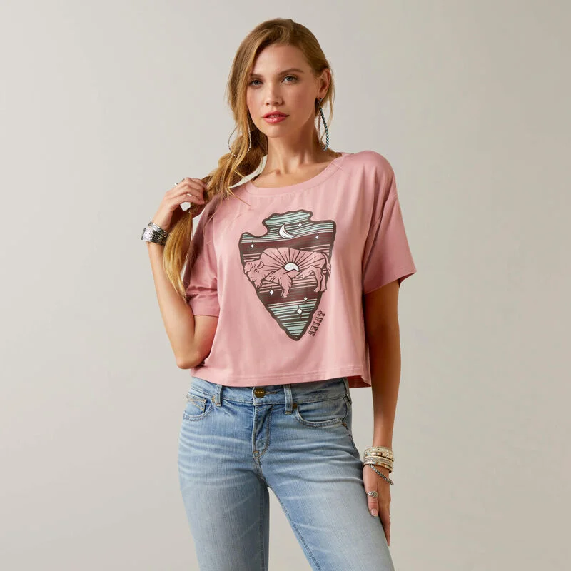 Ladies Ariat Buffalo Rising T-Shirt - 10044930-- Machine Wash Dry Clean Hand Wash
