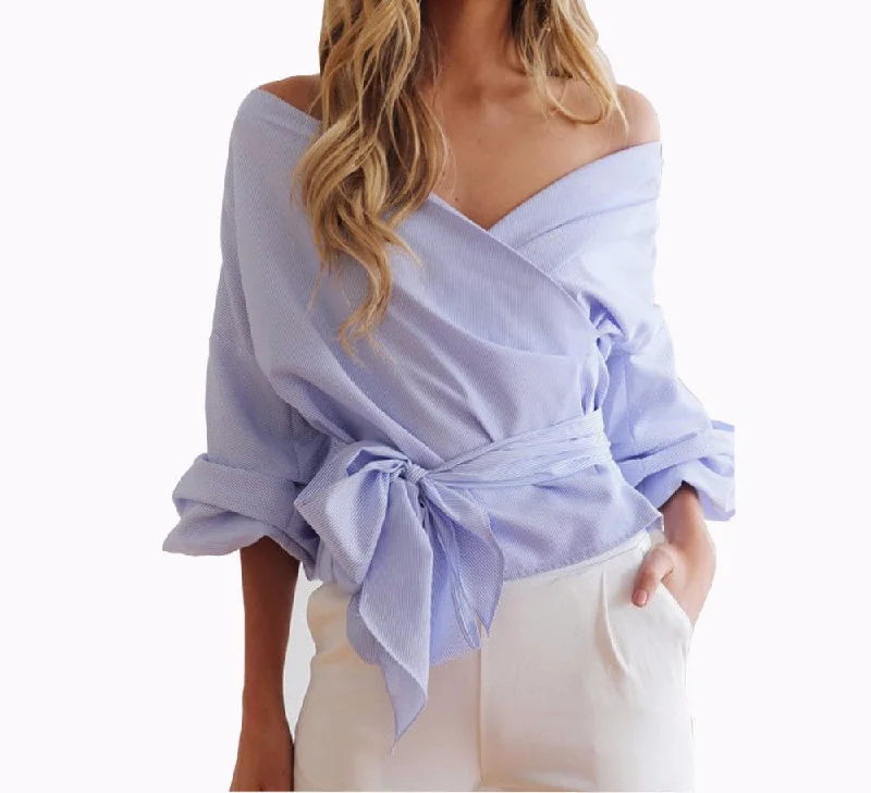 puff sleeve sexy off shoulder blouse belted cross women's shirt work blouses plus size women clothes-- Chenille Fabric Brocade Fabric Lace Fabric puff sleeve sexy off shoulder blouse belted cross women's shirt work blouses plus size women clothes-- Chenille Fabric Brocade Fabric Lace Fabric