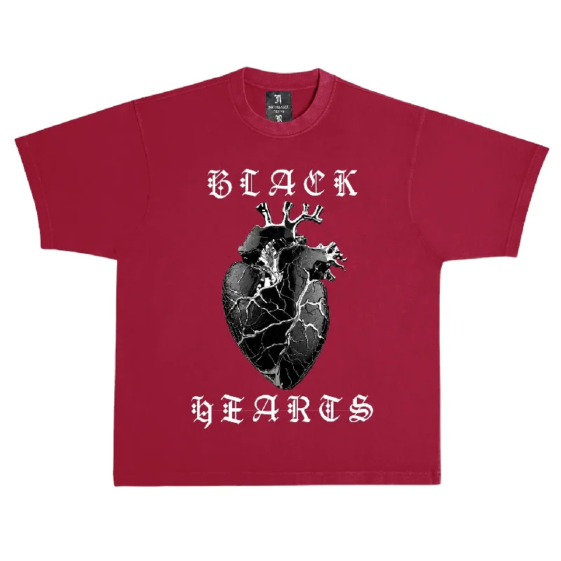 November Reine (Cardinal Red "Black Hearts" t-shirt)-- Boxy Fit Fitted Loose