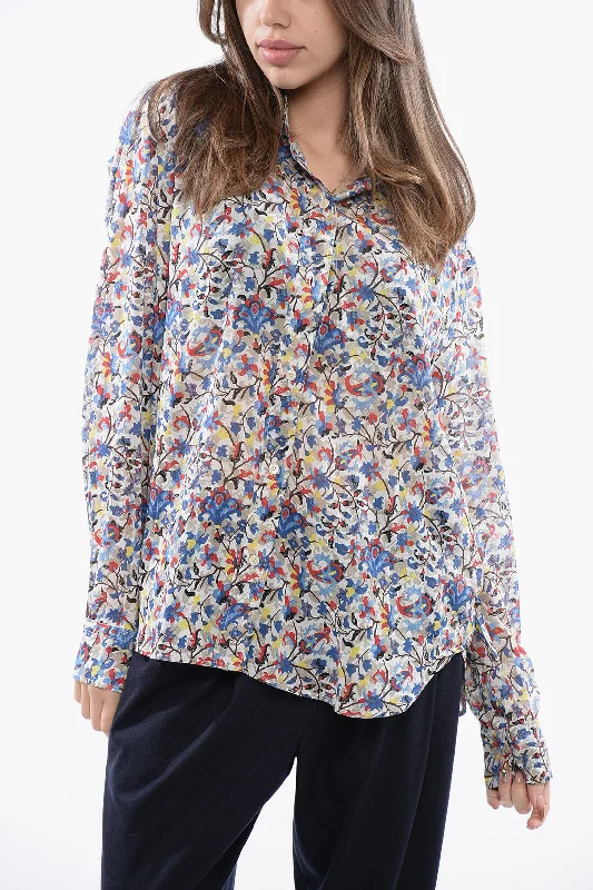 Isabel Marant Etoile Floral Shirt With Ruffled Detailed Collar-- Satin Fabric Silk Fabric Chiffon Fabric Isabel Marant Etoile Floral Shirt With Ruffled Detailed Collar-- Satin Fabric Silk Fabric Chiffon Fabric
