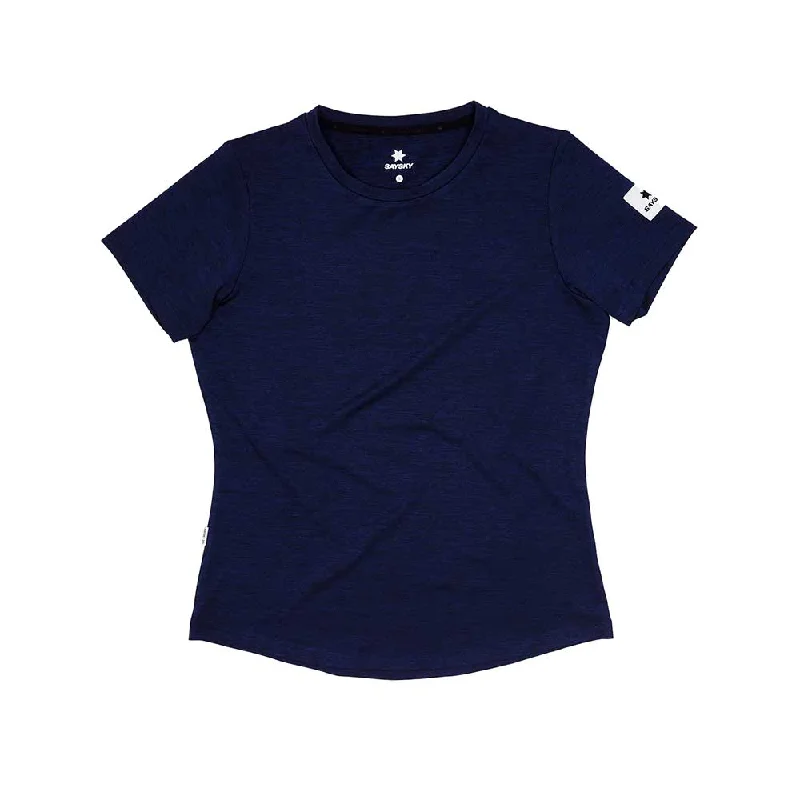 Women's Clean Pace T-Shirt - Blue-- Wool Fabric Cashmere Fabric Tweed Fabric