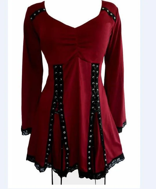 Stylish Long Sleeve Lace Spliced Women's Blouse Victorian Gothic Renaissance Corset shirt Top plus size-- Print Jacquard Patchwork Stylish Long Sleeve Lace Spliced Women's Blouse Victorian Gothic Renaissance Corset shirt Top plus size-- Print Jacquard Patchwork