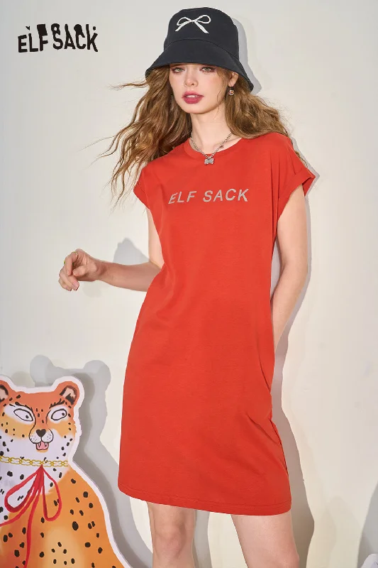 ELFSACK 2024 Summer New Letter Printed T-shirt Dress Women's Slim Leisure Skirt-- Solid Color Striped Floral ELFSACK 2024 Summer New Letter Printed T-shirt Dress Women's Slim Leisure Skirt-- Solid Color Striped Floral