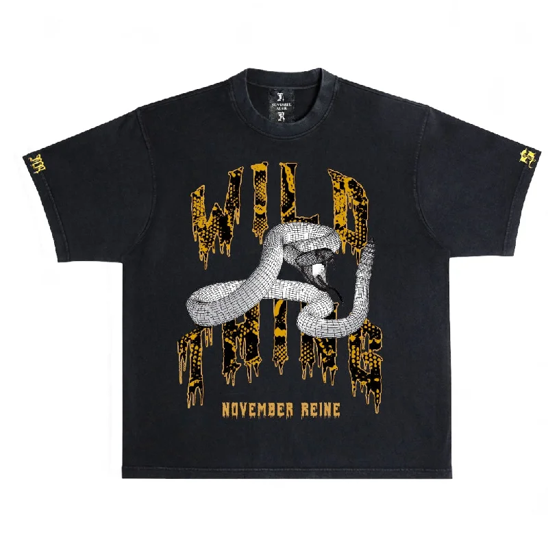 November reine (black/yellow “wild thing t-shirt)-- Beaded Sequined Faux Fur