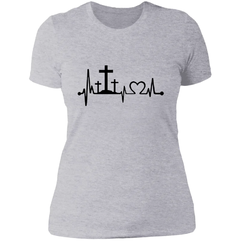 Ladies' Boyfriend T-Shirt | 3 Crosses-- Mesh Fabric Canvas Fabric Denim Fabric