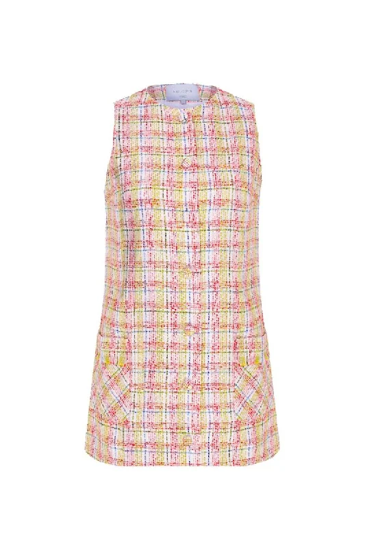 CHLOE COTTON TWEED MINI DRESS Elegant Vintage Mini Dress