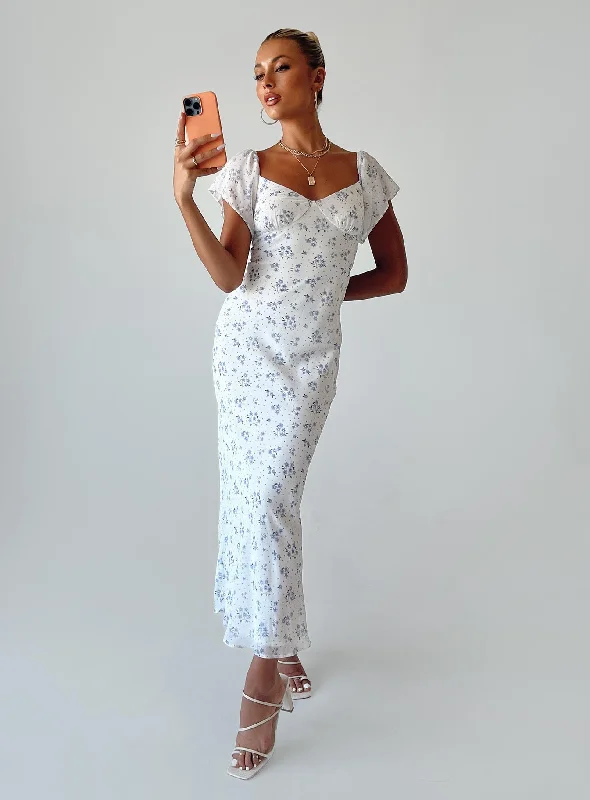 Hera Maxi Dress White Floral Boatneck Modish Everyday