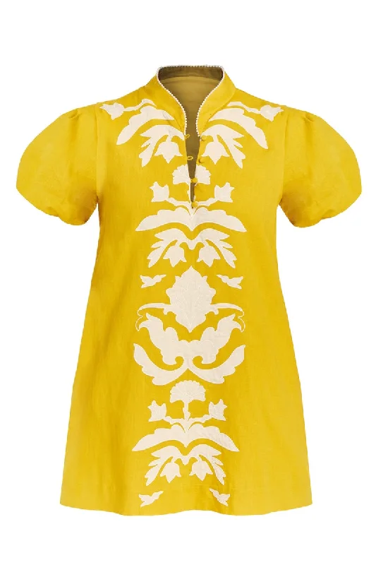 ELLIANA MINI DRESS IN YELLOW Trendy Floral Mini Dress