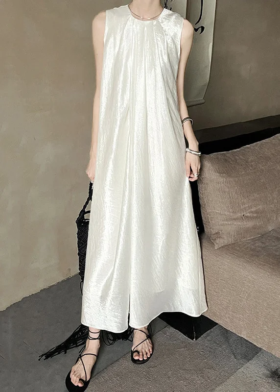 French Apricot O-Neck Solid Silk Long Dress Sleeveless EE036 Tunics Ceremony elegant French Apricot O-Neck Solid Silk Long Dress Sleeveless EE036 Tunics Ceremony elegant