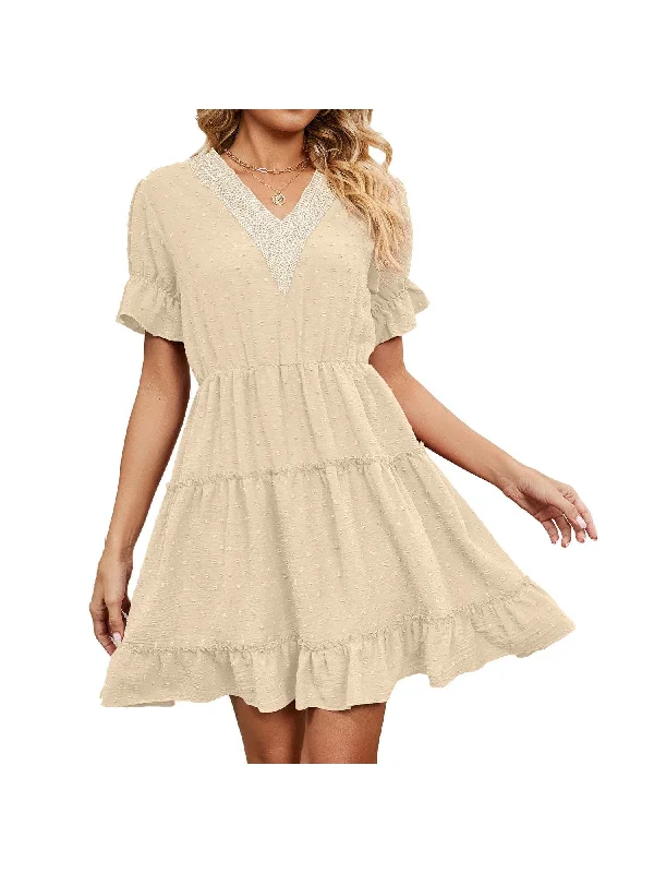 Lightweight Cotton Mini Dress Comfortable Boho Mini Dress