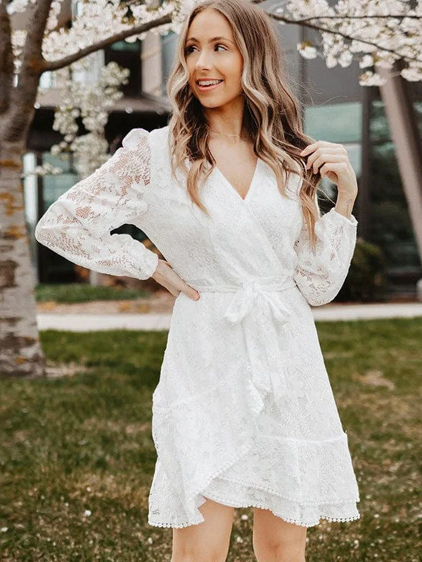 Date Night Lace Mini Dress Elegant Mini Dress with Pleats